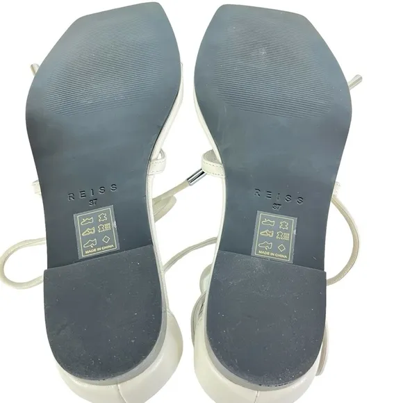 Reiss Kali Flat Leather Strappy Wrap Sandals Women’s EU37 US 6.5  in White