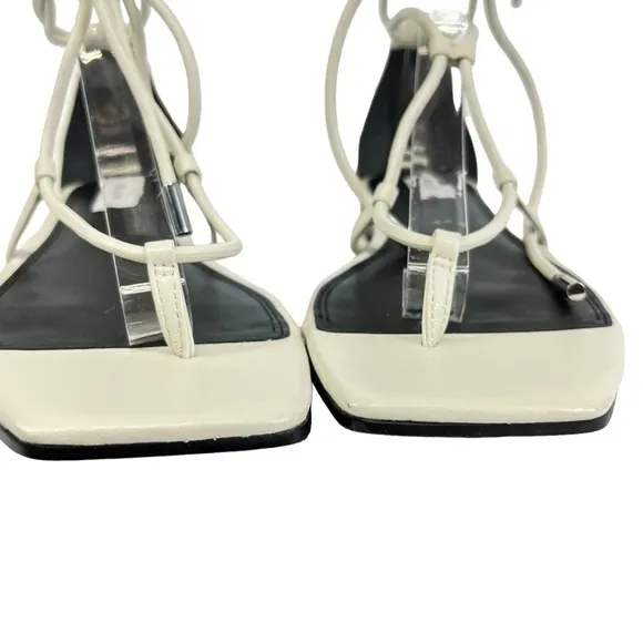 Reiss Kali Flat Leather Strappy Wrap Sandals Women’s EU37 US 6.5  in White