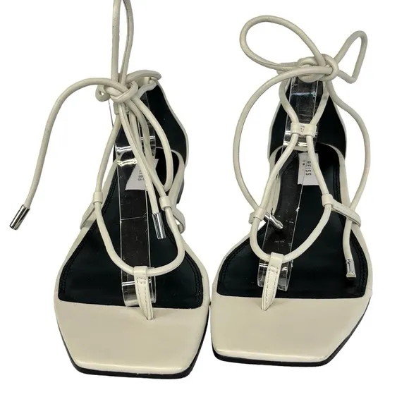 Reiss Kali Flat Leather Strappy Wrap Sandals Women’s EU37 US 6.5  in White