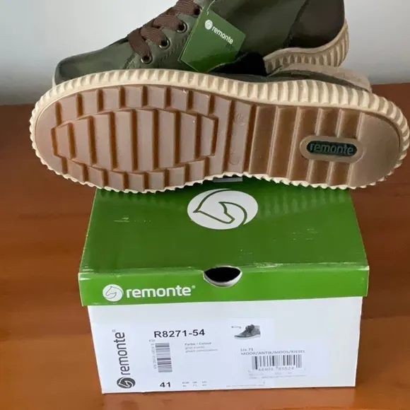Remonte Green and Brown High-Top Sneakers