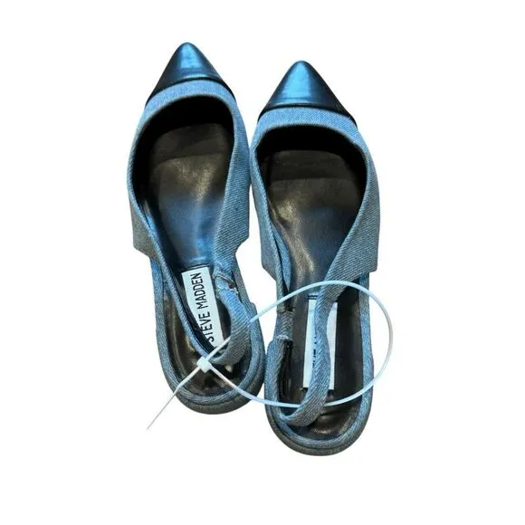 Revolve Steve Madden Coralyn Denim Jean Slingback Pointed Toe Flat NWOT