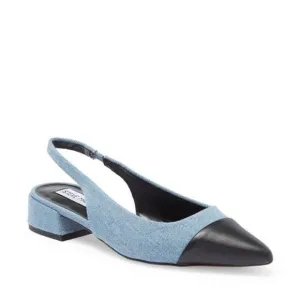 Revolve Steve Madden Coralyn Denim Jean Slingback Pointed Toe Flat NWOT