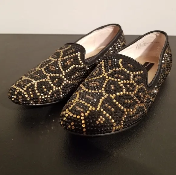 RHINESTONE STEVEN BY STEVE MADDEN FLATS STYLISH LOAFERS SIZE 5.5 PREPPY HOLIDAY