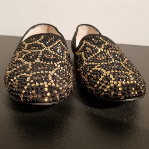 RHINESTONE STEVEN BY STEVE MADDEN FLATS STYLISH LOAFERS SIZE 5.5 PREPPY HOLIDAY