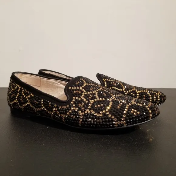 RHINESTONE STEVEN BY STEVE MADDEN FLATS STYLISH LOAFERS SIZE 5.5 PREPPY HOLIDAY