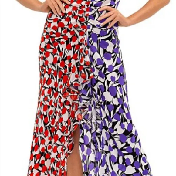 RIXO LONDONARIEL TULIP CONTRAST COLOUR DRESS M