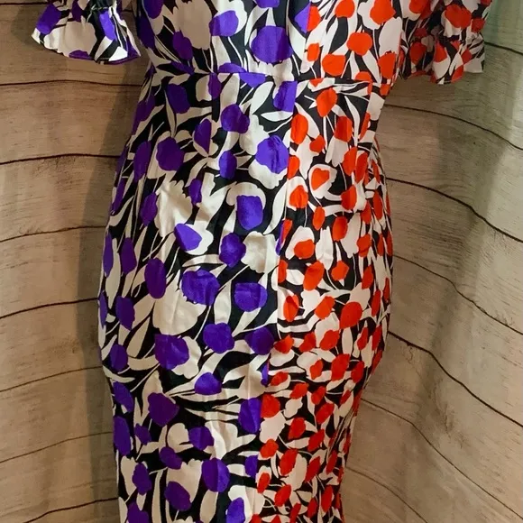 RIXO LONDONARIEL TULIP CONTRAST COLOUR DRESS M