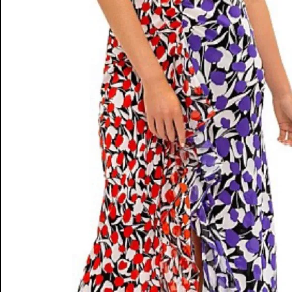 RIXO LONDONARIEL TULIP CONTRAST COLOUR DRESS M