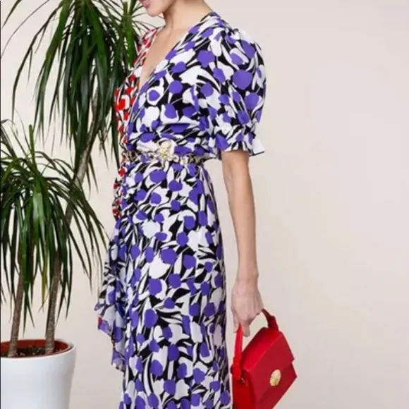 RIXO LONDONARIEL TULIP CONTRAST COLOUR DRESS M