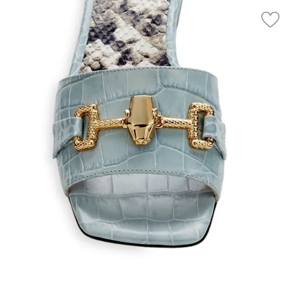 Roberto CAVALLI CLASS BY ROBERTO CAVALLICroc-Embossed Leather Flat Sandals
