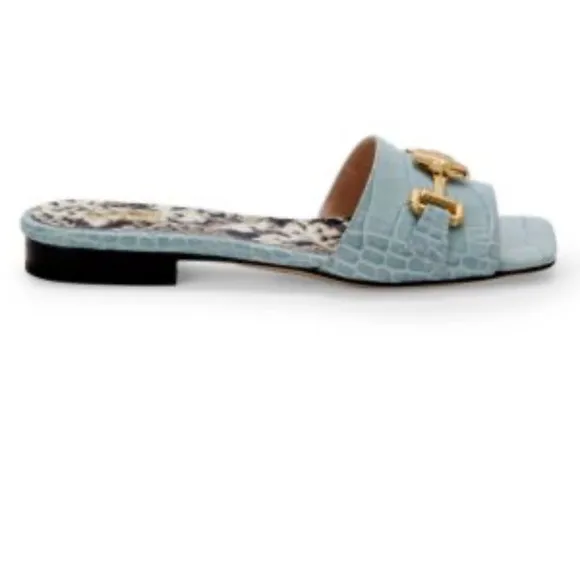Roberto CAVALLI CLASS BY ROBERTO CAVALLICroc-Embossed Leather Flat Sandals