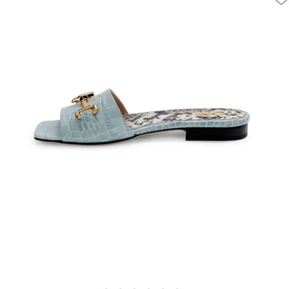 Roberto CAVALLI CLASS BY ROBERTO CAVALLICroc-Embossed Leather Flat Sandals