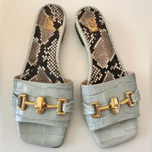 Roberto CAVALLI CLASS BY ROBERTO CAVALLICroc-Embossed Leather Flat Sandals