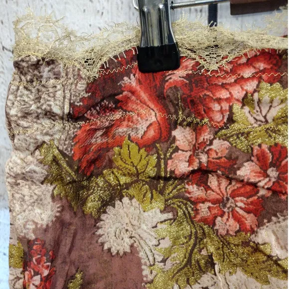 Roberto Cavalli | Silk Floral with Gold Shimmer Accent Drawstring Pajama Pants