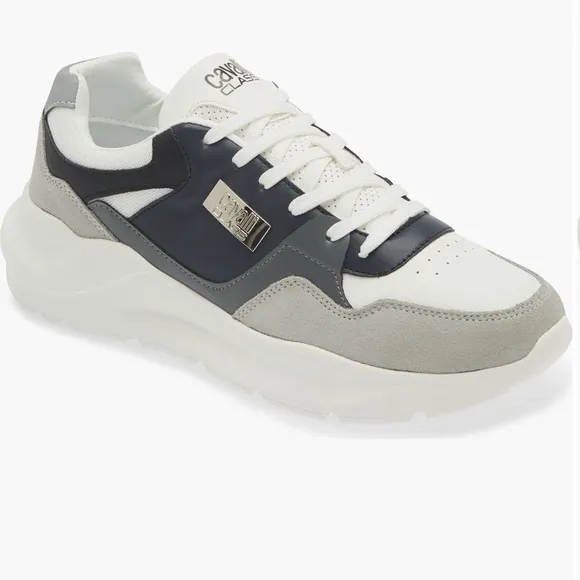 Roberto Cavalli White and Gray Sneakers Chunky Sole