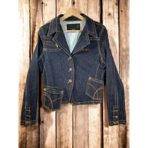 Rocawear Y2K Denim Blazer Contrast Stitching Jean Jacket