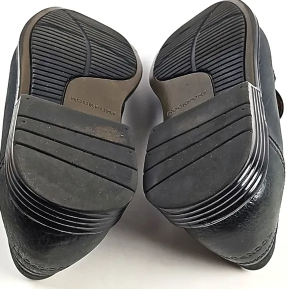 Rockport Adiprene by Adidas Black Leather Slip On Classic Comfort Penny Loafer