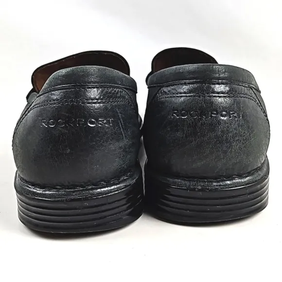 Rockport Adiprene by Adidas Black Leather Slip On Classic Comfort Penny Loafer