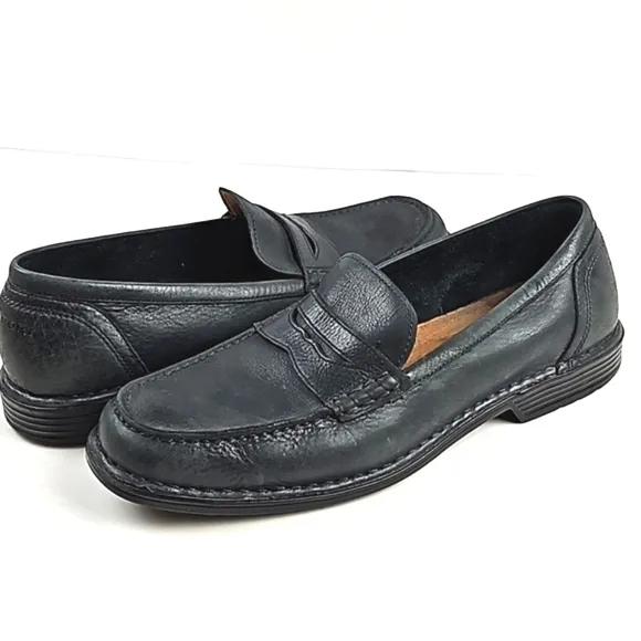 Rockport Adiprene by Adidas Black Leather Slip On Classic Comfort Penny Loafer