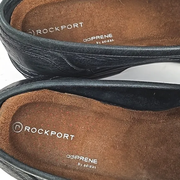 Rockport Adiprene by Adidas Black Leather Slip On Classic Comfort Penny Loafer