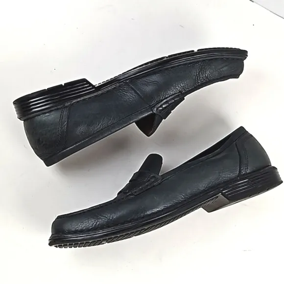 Rockport Adiprene by Adidas Black Leather Slip On Classic Comfort Penny Loafer