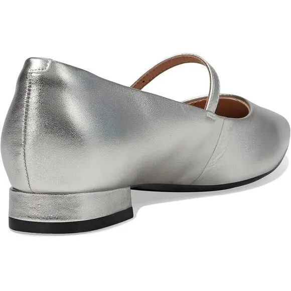 Rockport Taren Dress Flats Women's 9 Silver Leather Pointed Toe Slip-On ZPO898