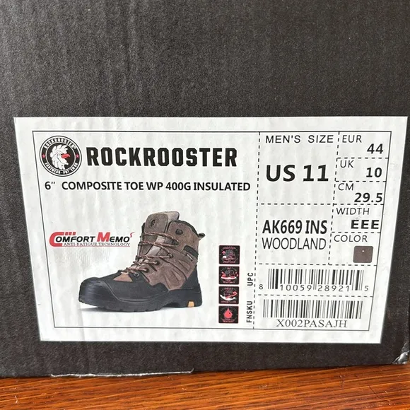 Rockrooster NEW Woodland Insulated Work Boots, Waterproof, Safety Toe, S…