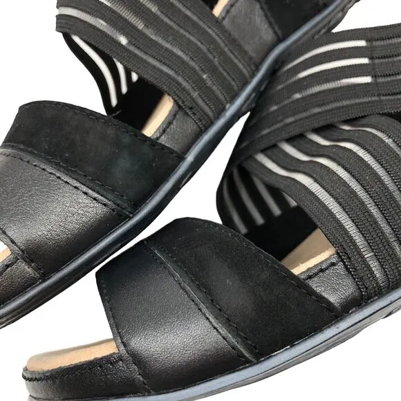 Romika Fidschi 64 Black Leather Mesh Sandals Slingback Strappy Sz 38 US 7 - 7.5