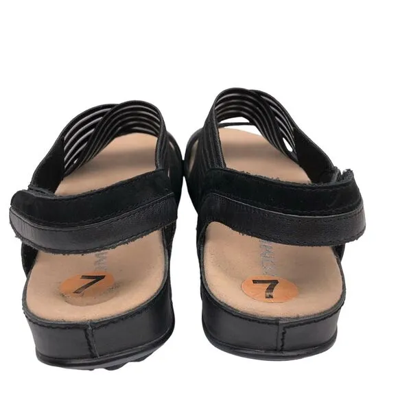 Romika Fidschi 64 Black Leather Mesh Sandals Slingback Strappy Sz 38 US 7 - 7.5