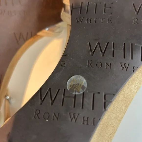 Ron White tan suede pointed flats with ankle strap size 6.5