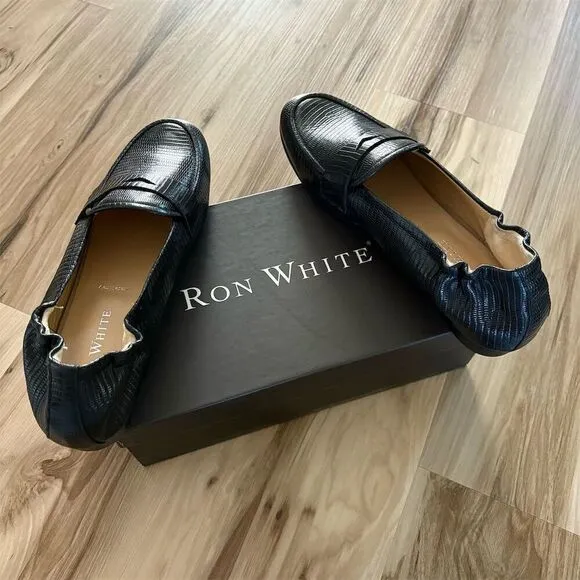 Ron White Black Penny Loafers Size 41/ 9.5 Dress Shoes