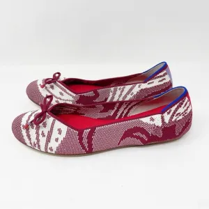 Rothy's Botanical Burgundy Bow Back Stripe Flats Red White Pattern Ballet Women