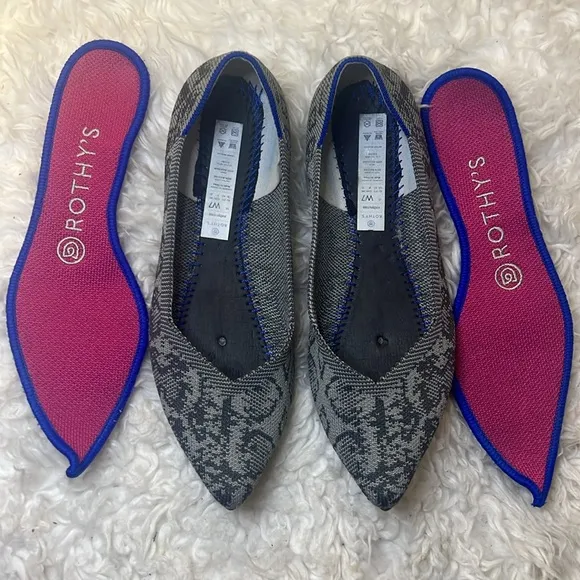 Rothy’s Limited Edition Stone Snake pointy flats size 7