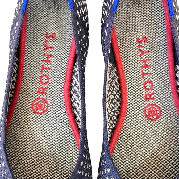 Rothy's Maritime Honeycomb Spotted Navy Blue Ballet Flats