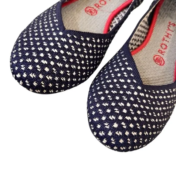 Rothy's Maritime Honeycomb Spotted Navy Blue Ballet Flats