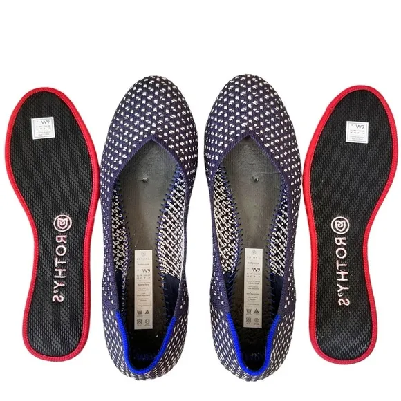 Rothy's Maritime Honeycomb Spotted Navy Blue Ballet Flats