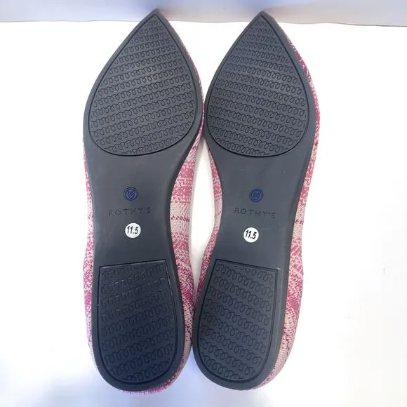 ROTHY'S NWOT Rare Breast Cancer Awareness Pointed Flats in Pink Size 11.5
