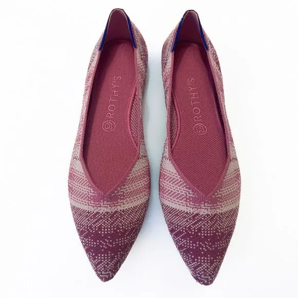 ROTHY'S NWOT Rare Breast Cancer Awareness Pointed Flats in Pink Size 11.5