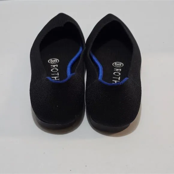 Rothy's Pointed Toe Black and Blue Flats Shoes Women's Size 6.5