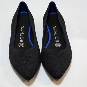 Rothy's Pointed Toe Black and Blue Flats Shoes Women's Size 6.5