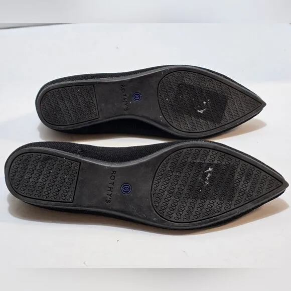 Rothy's Pointed Toe Black and Blue Flats Shoes Women's Size 6.5