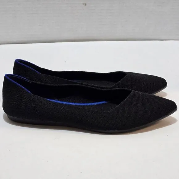 Rothy's Pointed Toe Black and Blue Flats Shoes Women's Size 6.5