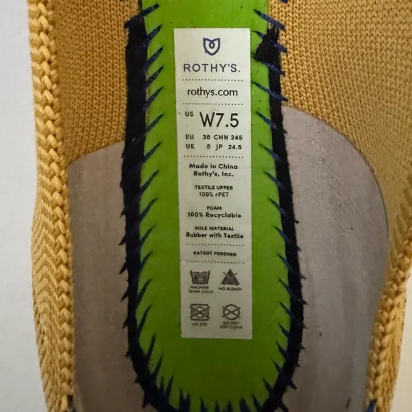 Rothy’s Pointed Toe Minimalist Ballet Flats, Marigold Sunshine Yellow, Size 7.5