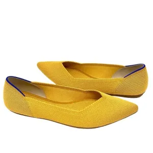 Rothy’s Pointed Toe Minimalist Ballet Flats, Marigold Sunshine Yellow, Size 7.5