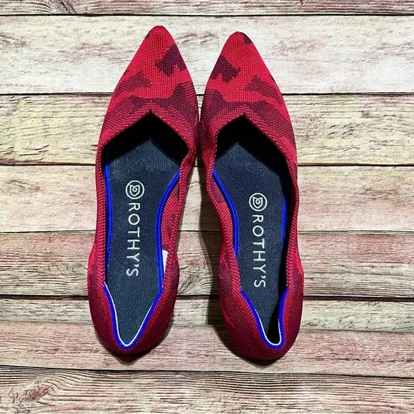 Rothy’s Red Camo Pointed Flats