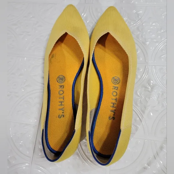 Rothy's Sunshine Yellow The Point Ballet Flats Women's Size 9.5