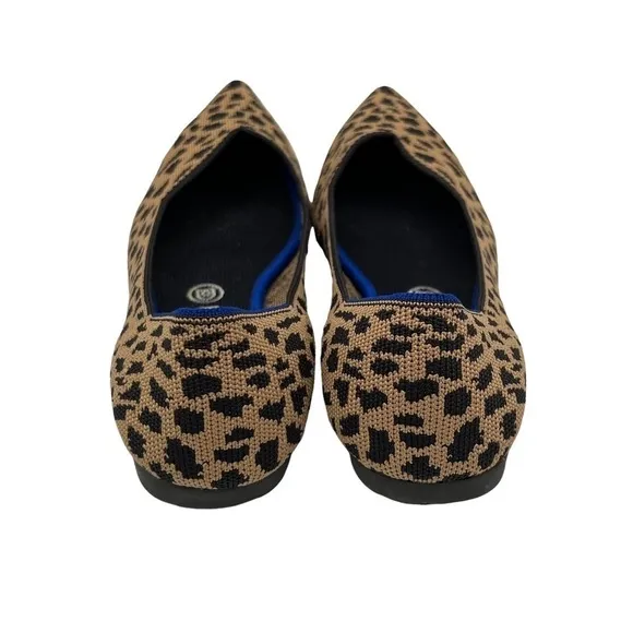 Rothy's Tan Black Leopard Animal Print Pointed Toe Slip-On Flats Size 10 Women's