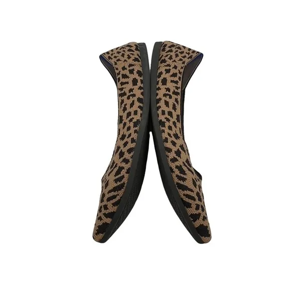 Rothy's Tan Black Leopard Animal Print Pointed Toe Slip-On Flats Size 10 Women's