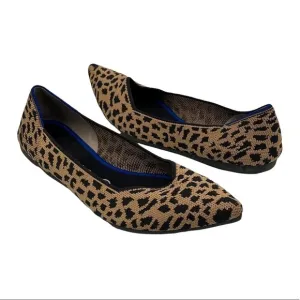 Rothy's Tan Black Leopard Animal Print Pointed Toe Slip-On Flats Size 10 Women's