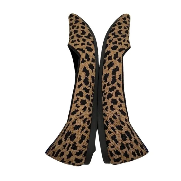 Rothy's Tan Black Leopard Animal Print Pointed Toe Slip-On Flats Size 10 Women's